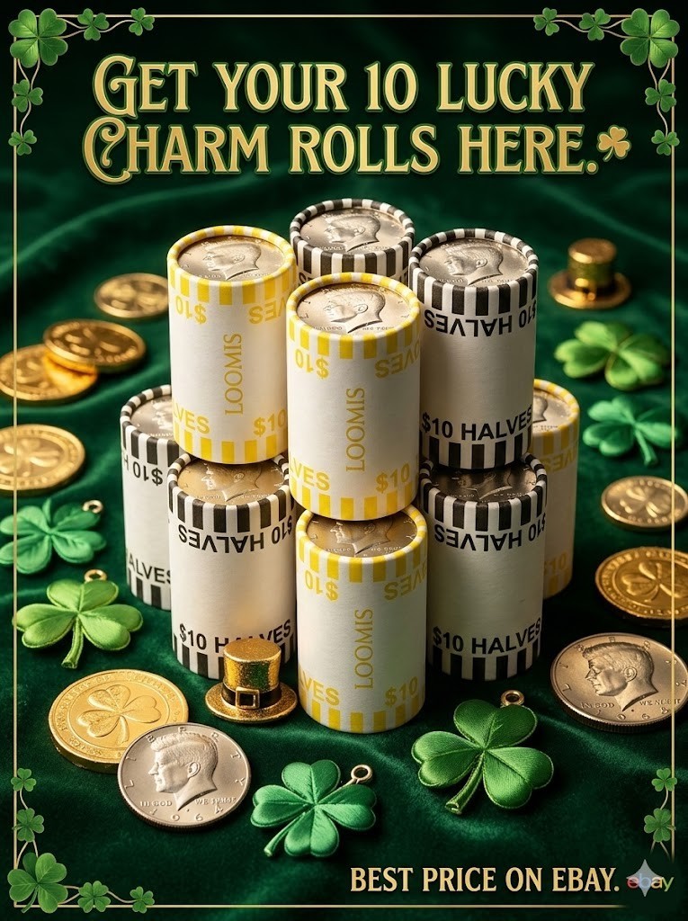 ☘️ Lucky Charm Rolls ☘️   10 Rolls of Kennedy Half Dollars - LOWEST PRICE EVER