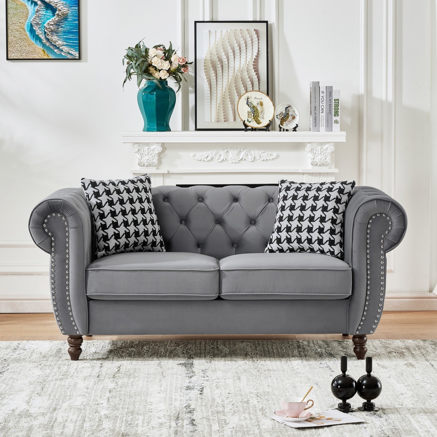 67'' Loveseat Sofa 2-Seater Velvet Upholstered Sofa Couch Living Room Sofa
