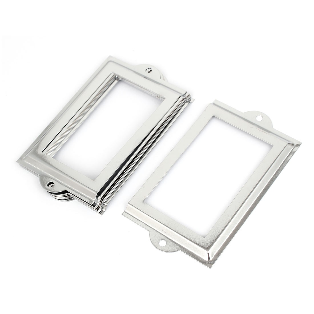 Metal 105mm x 60mm Name Card File Drawer Tag Label Holder Frame Silver Tone 8pcs