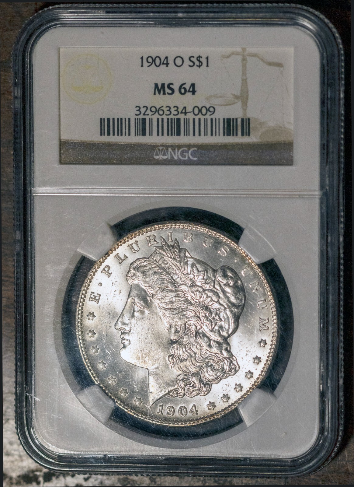 1904-O $1 Silver Morgan Dollar MS 64 NGC # 3296334-009 + Bonus
