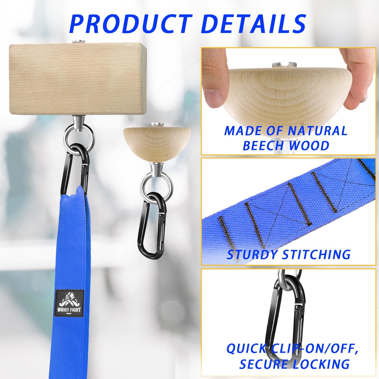Pinch Grip Strength Trainer Set – Beech Wood Rectangle Block & Dual-Use Half ...