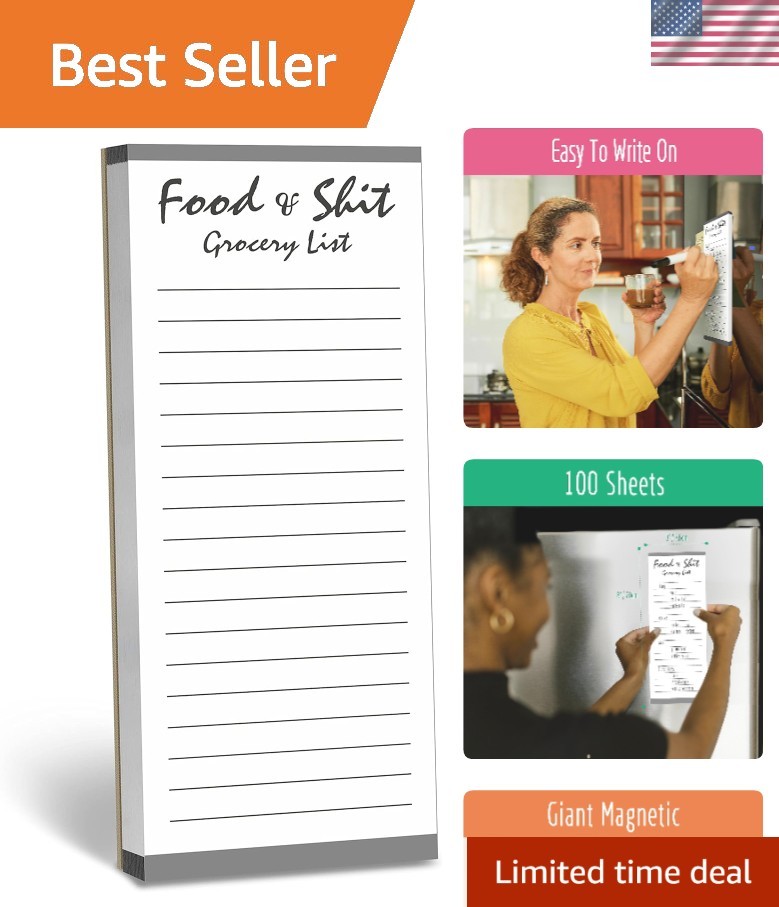 Stylish 100-Page Magnetic Note Pad for Grocery Lists – 3" x 8", Fun & Practical