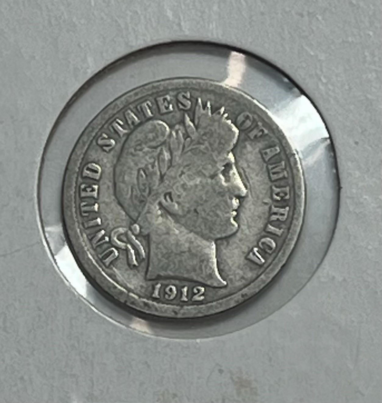 1912-S Barber Silver Dime 10c US Coin Scarce Date - Good / Very Good VG