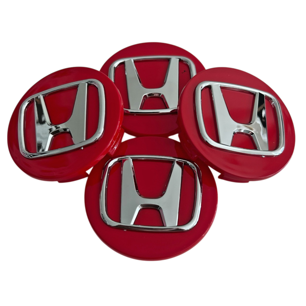 4x Set Honda Wheel Center Caps Chrome Logo on RED 69mm 2.75" for Accord Civic