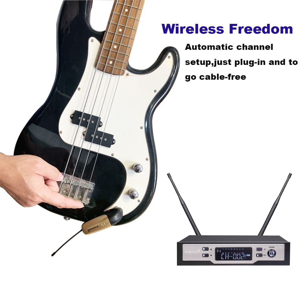 Wireless UHF Guitar Microphone System Guitar Straight pug Angled plug Stage Mic