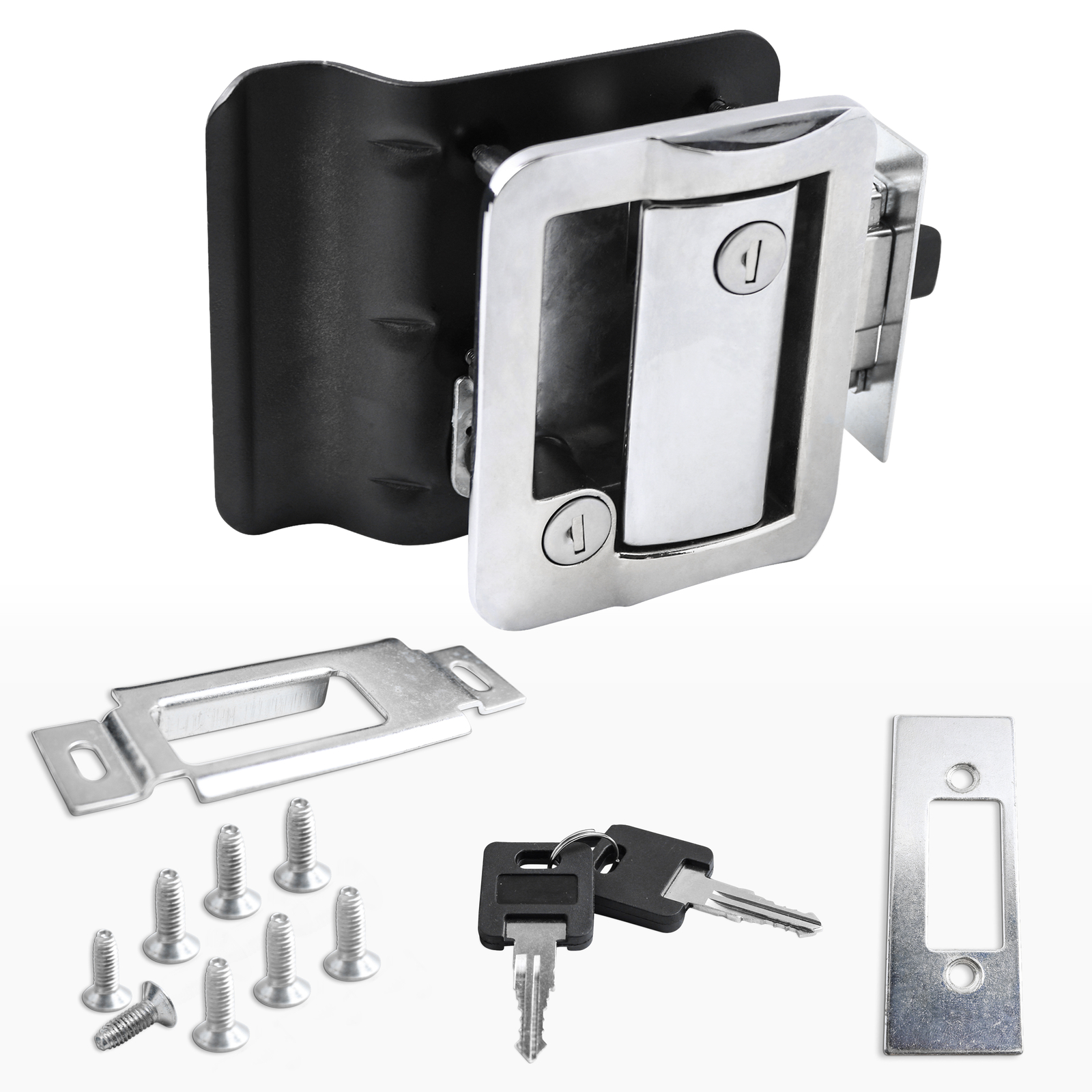 Chrome RV Entry Door Lock Handle Knob w Deadbolt Camper Travel Trailer Latch Key