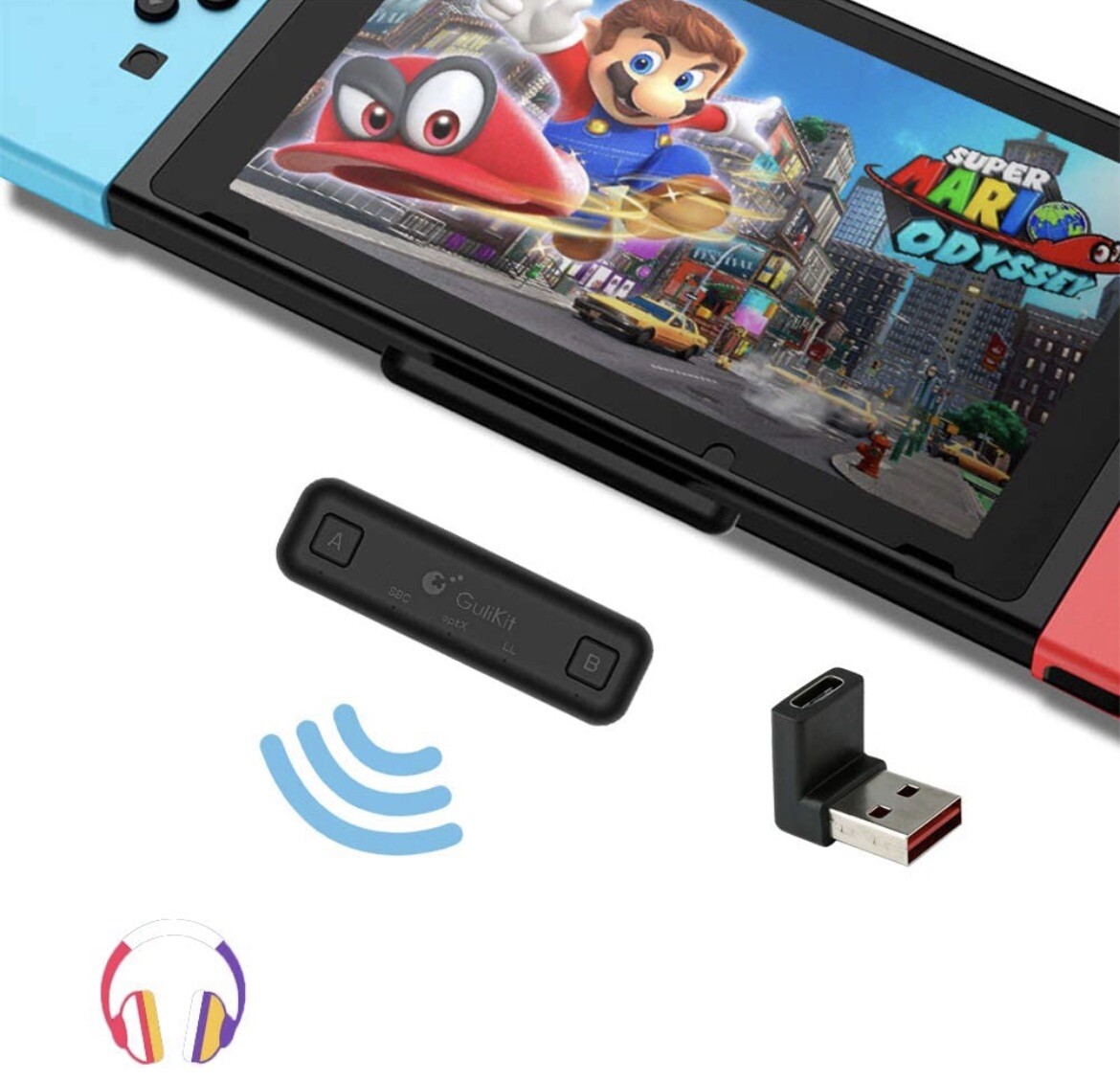 GULIkit Route Air bluetooth Adapter HIFI Audio Tranceiver For Nintendo Switch