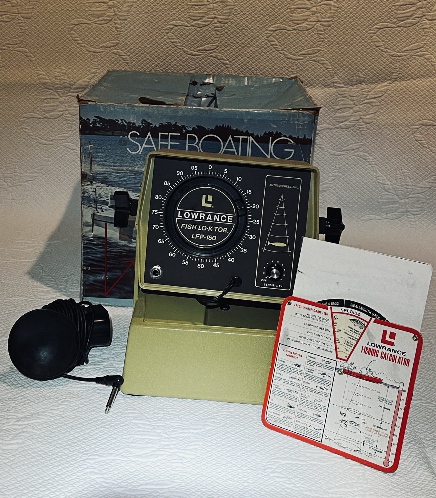 *Vintage* Lowrance Fish LO-K-TOR LFP-150 Portable Fish Finder TESTED - see notes