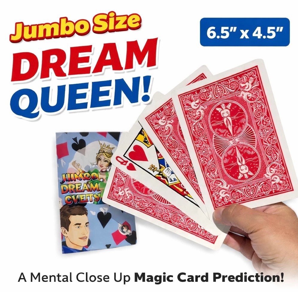 JUMBO DREAM QUEEN Magic Card Trick Close Up Magician Bicycle Mind Reading Gaff
