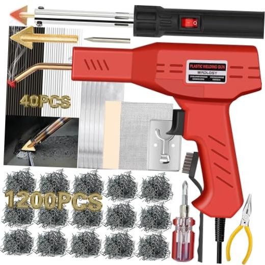 220W Plastic Welder, 1200PCS Staples 40PCS Rods Plastic Welding Kit, 5 in 1