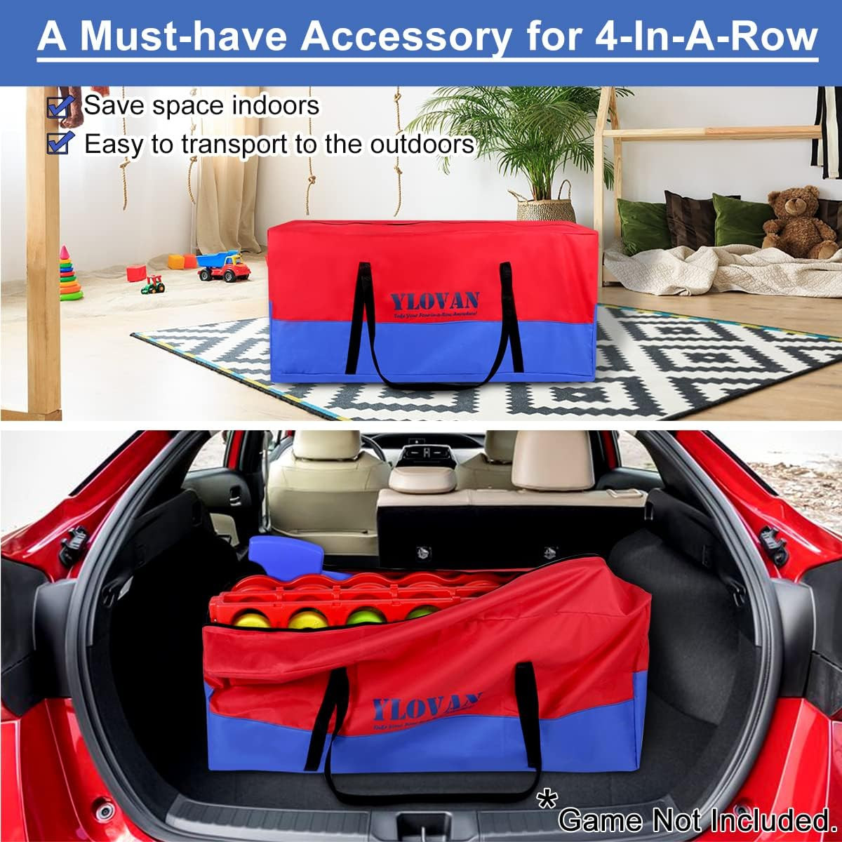 Giant Game Carry Storage Bag for Jumbo 4 in a Row, Large Sturdy Carrying Bag Eas