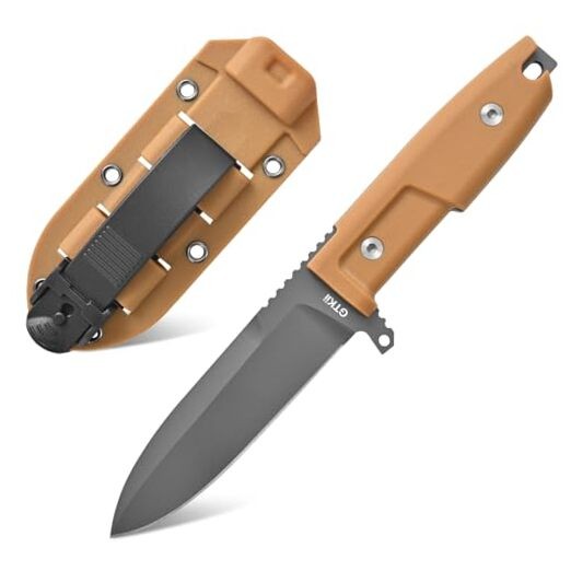 GTK40 Fixed Blade Knife AUS-8 Steel Blade Full Tang Nylon Fiberglass brown
