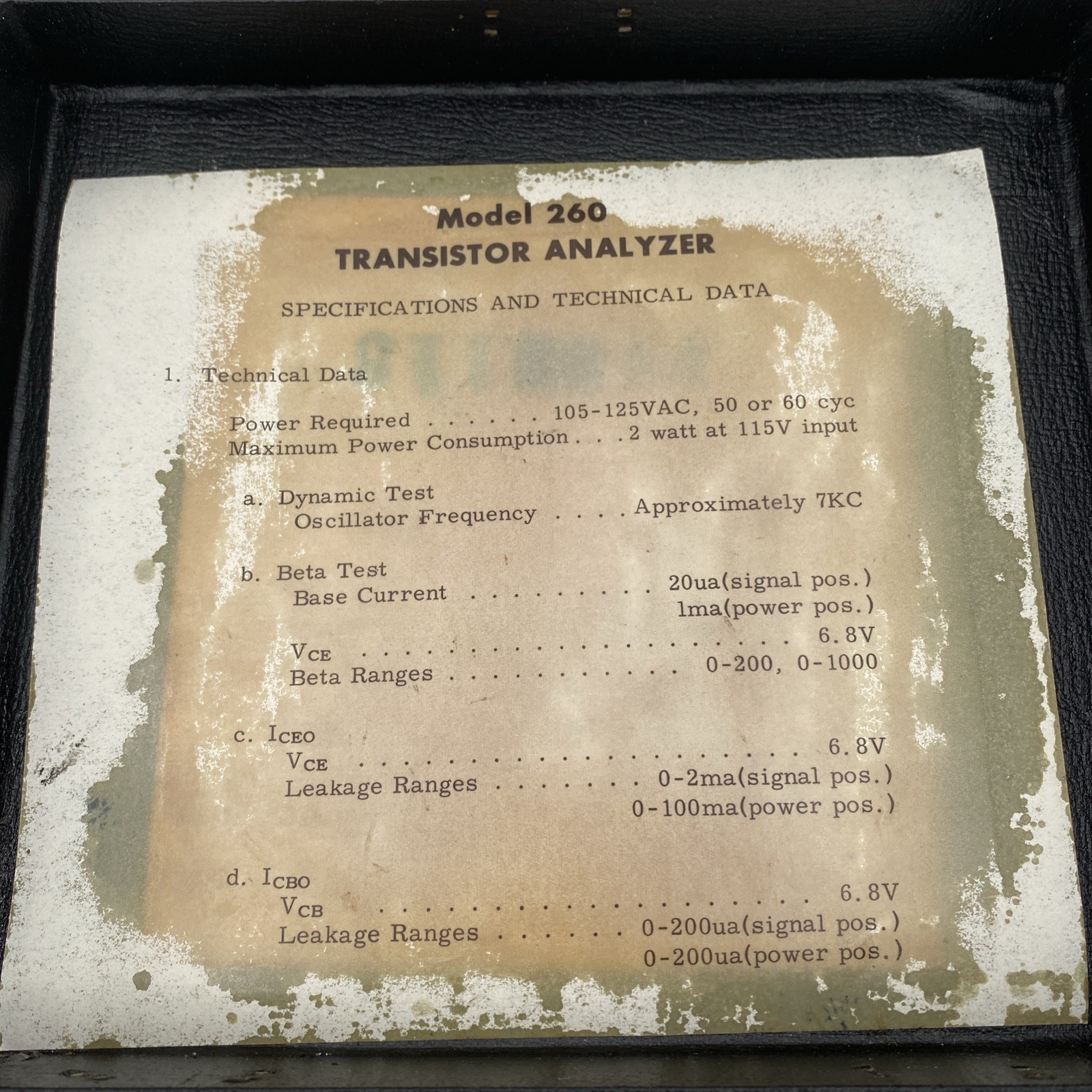 Vintage Seco Model 260 Transistor Analyzer – Powers On – USA Made