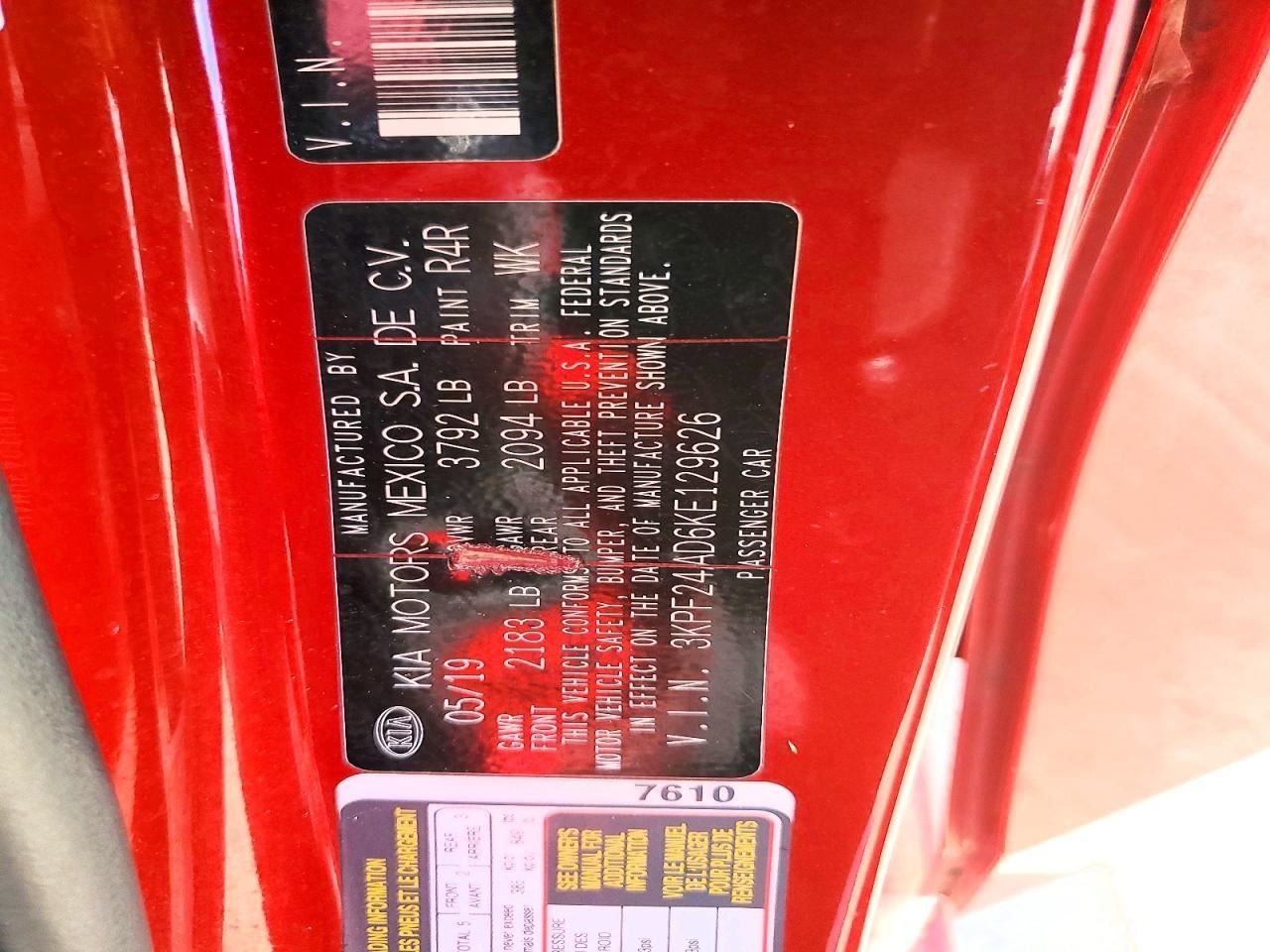 FORTE 2019 Glove Box 4978303