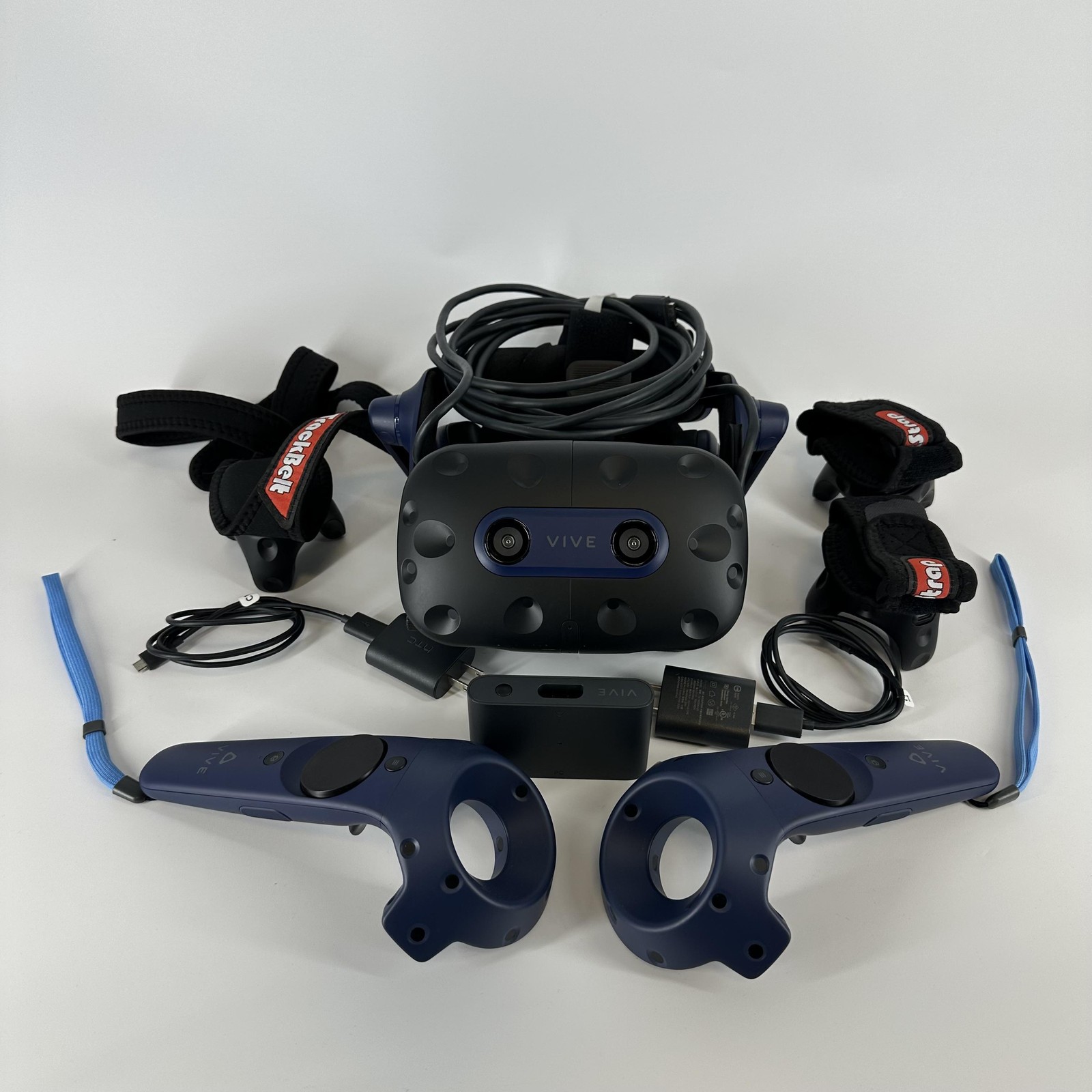 HTC Vive Pro 2 VR Headset w/ Controllers/Link Box/USB Cable- Good w/ LCD Damaged