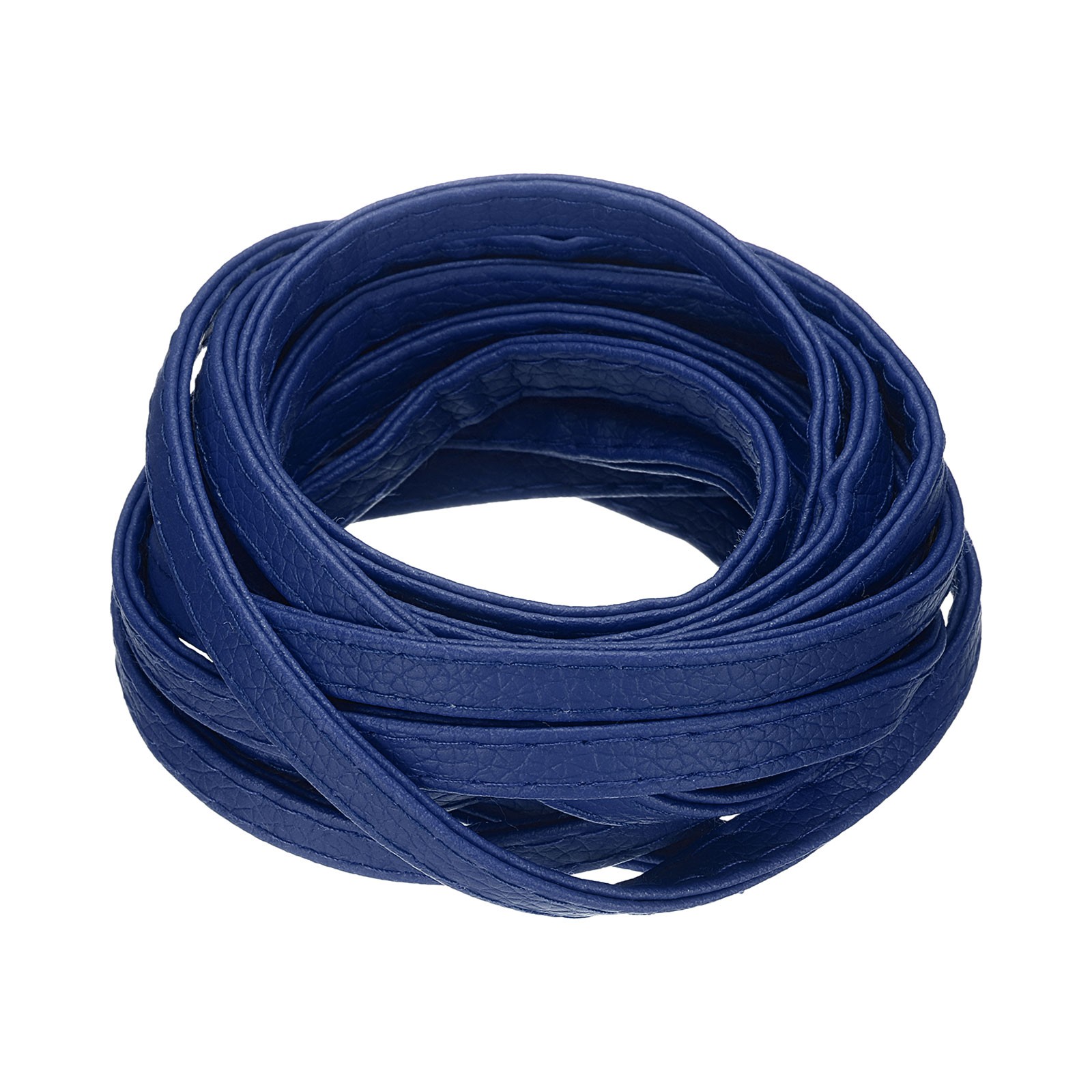 0.3 Inch Wide 118 Inch Length Double Stitching Flat Leather Strap, Blue