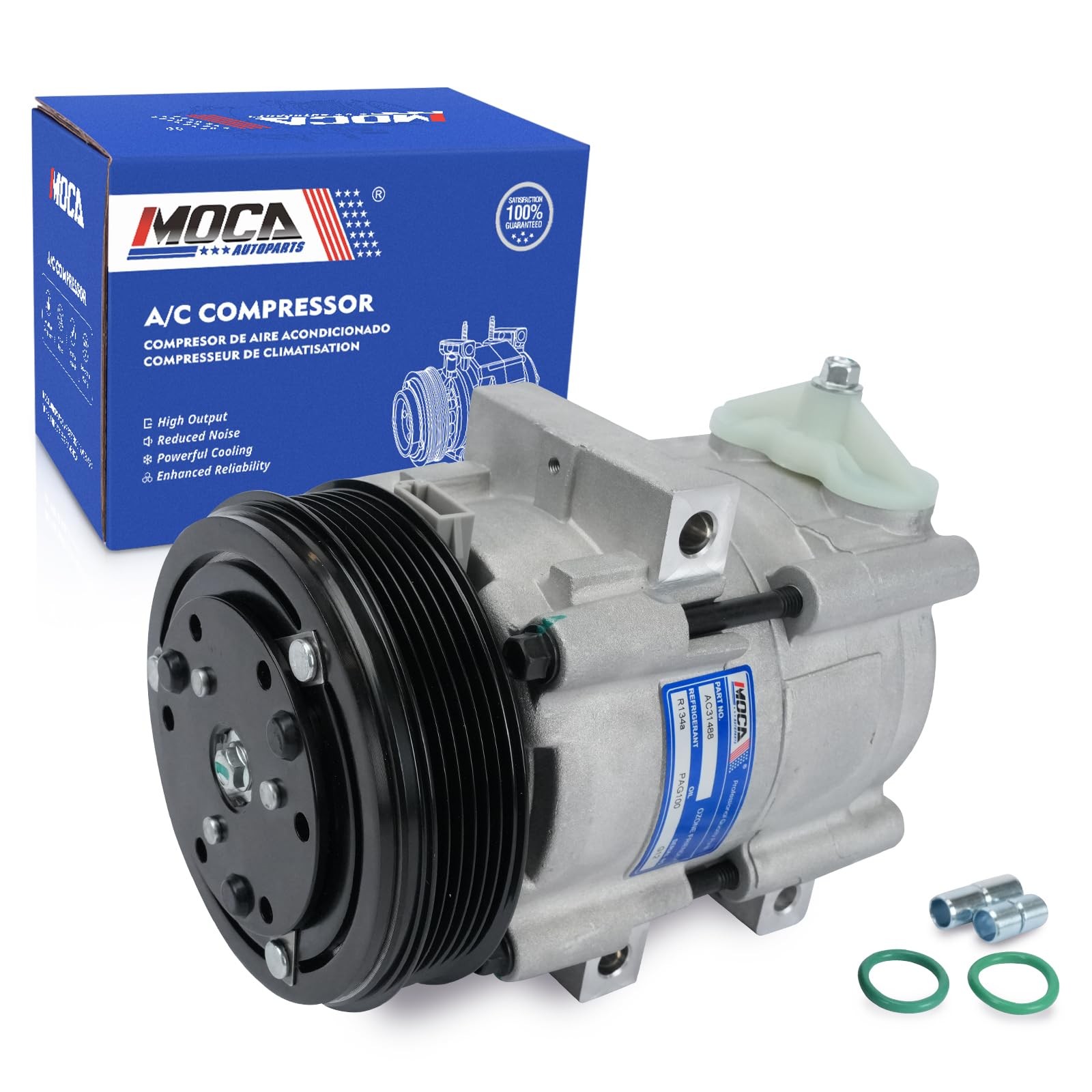 AC Compressor for F150 4.6L F250 5.4L F350 6.8L with Clutch 6-Groove Pulley