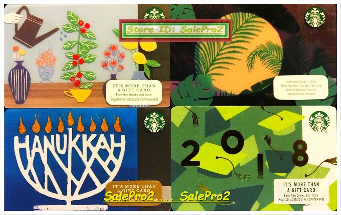 4x STARBUCKS 2014 2015 2017 2018 MOON GARDEN HANUKKAH COLLECTIBLE GIFT CARD LOT