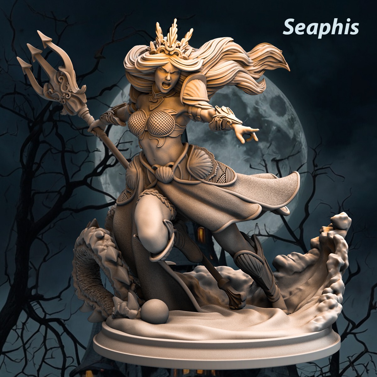 Dungeons & Dragons Playable Character Female Merfolk Human Seaphis - Barbarian