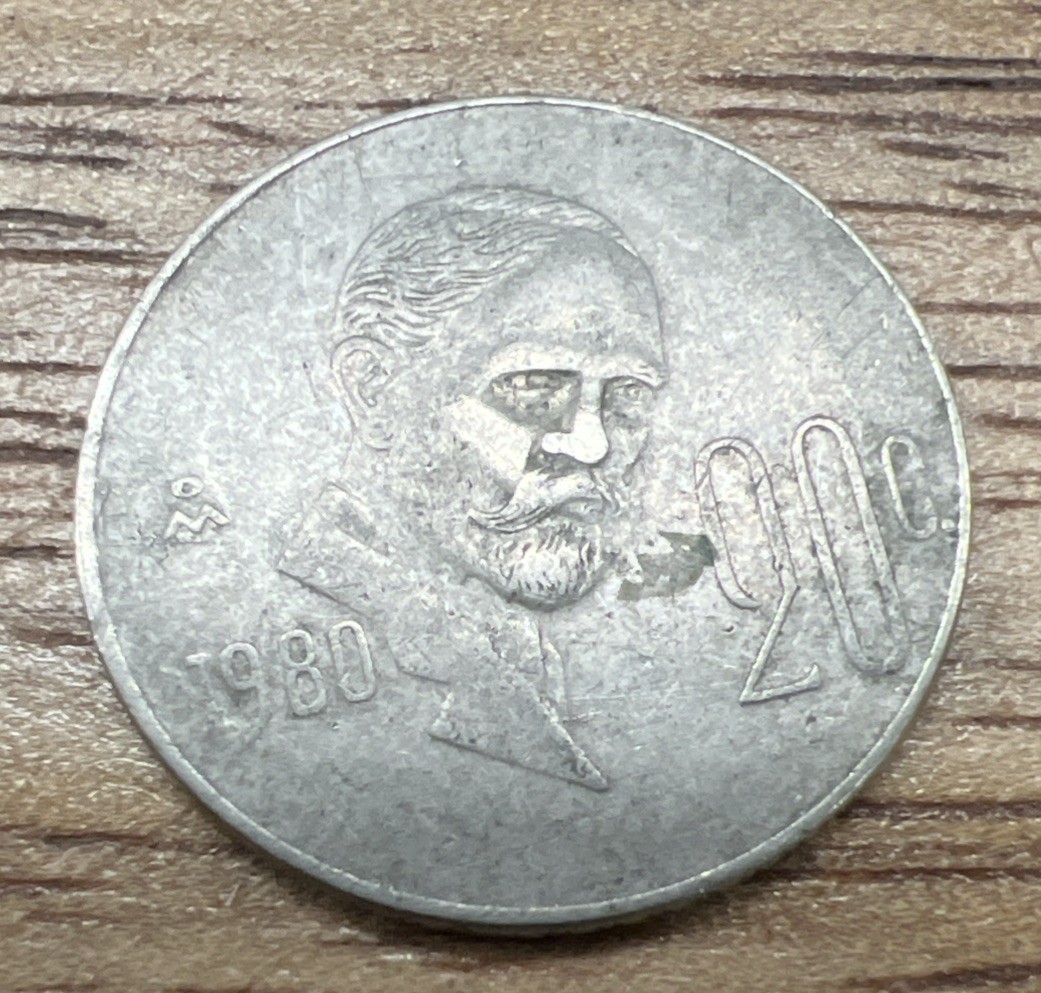 1980 Mexican 20 Cents Coin - Mexico 20 Centavos Coin 🇲🇽 Venustiano Carranza