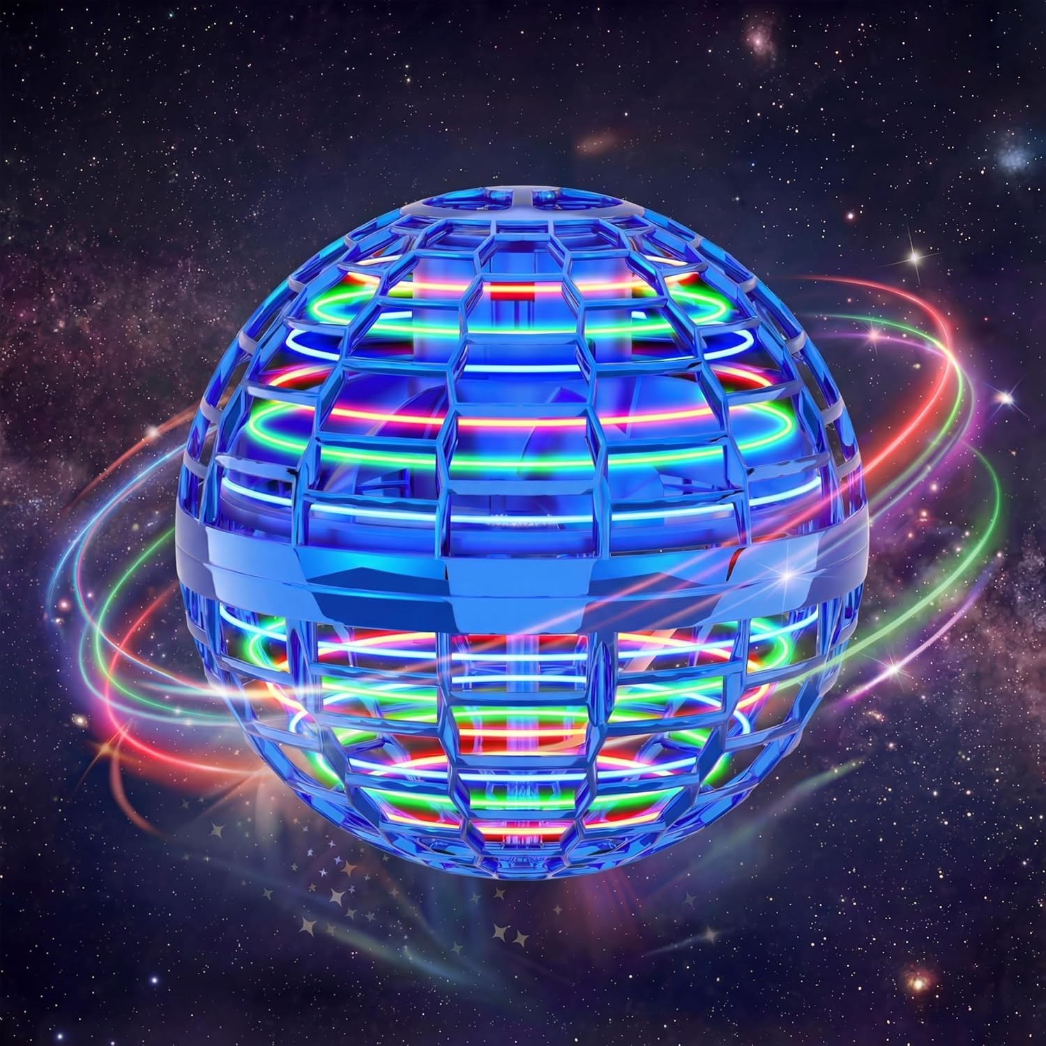 2 Units of Globe Aircraft Orb W/LED Lights Hover Spin Flying Toy Rechargeable