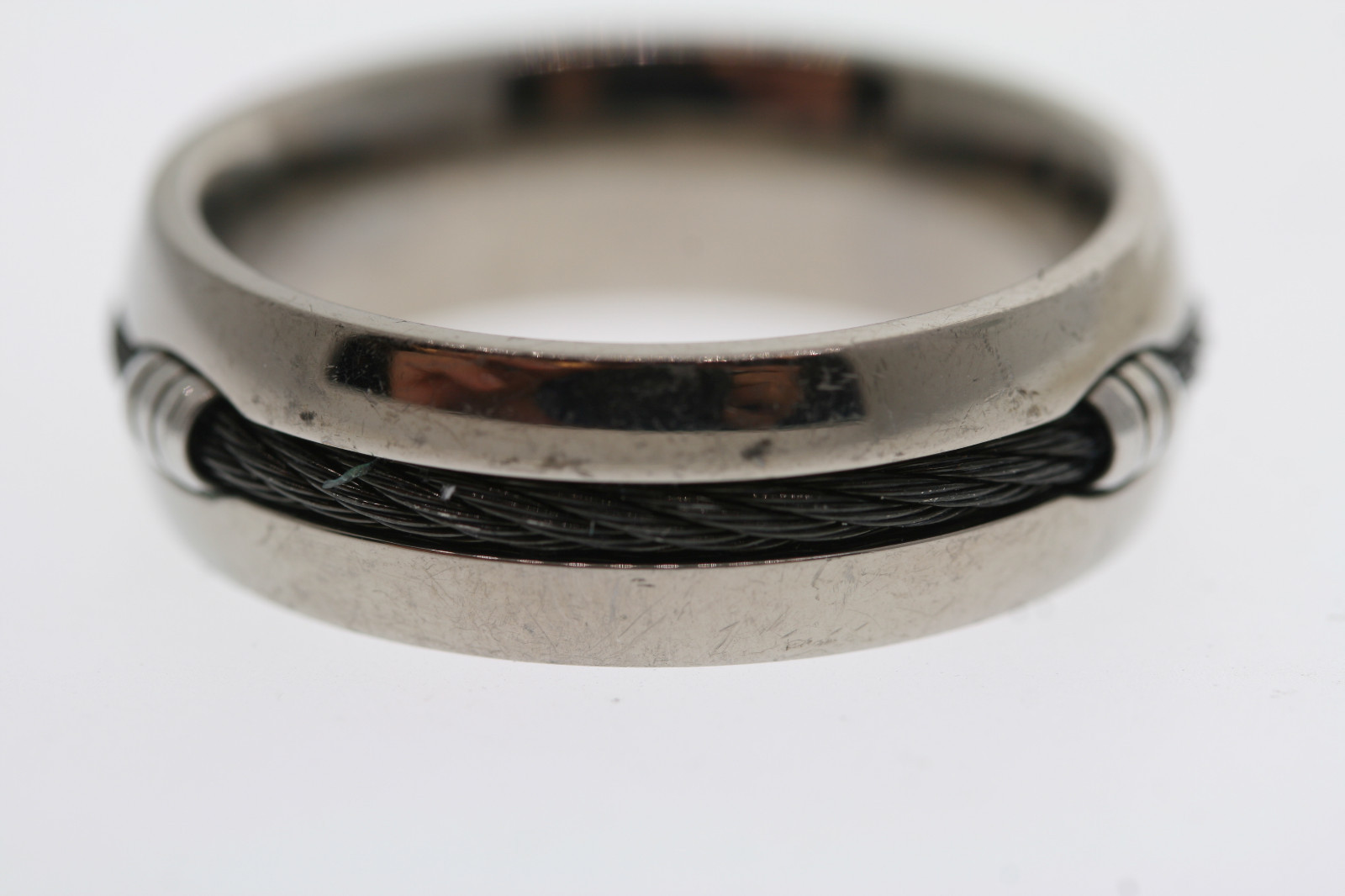 Titanium Black Cable Inlay 7mm Band Ring