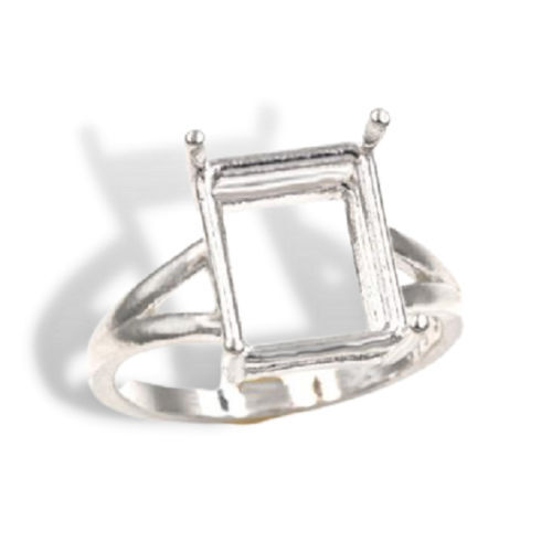 (8x6mm - 16x12mm) Emerald Split Shank Premium Sterling Ring Setting (Size 7 )