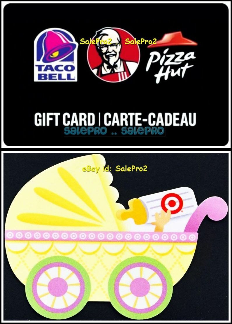 2x TACO BELL KENTUCKY KFC PIZZA TARGET BABY STROLLER COLLECTIBLE GIFT CARD LOT