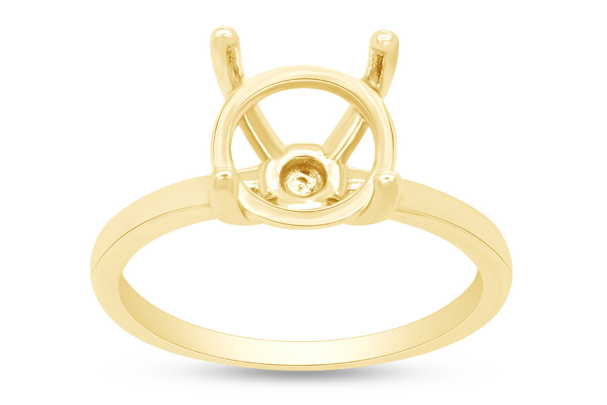 Solitaire Round Semi Mount Prong Engagement Ring Setting 10k Yellow Gold