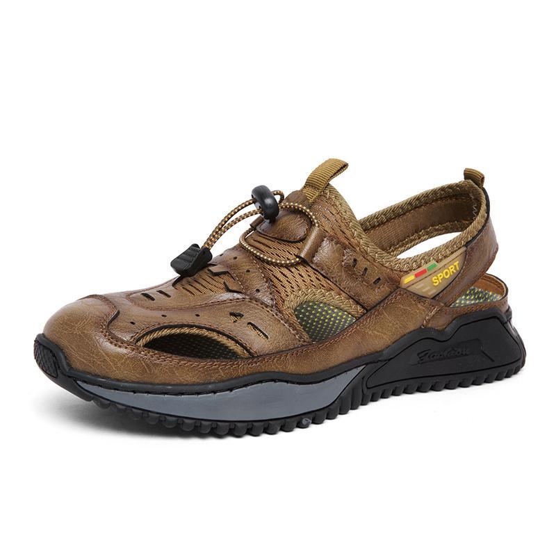 Men Fashion Casual Sandals Hollow Out Closed Toe Wedge Heel Shoes Beach Oversize
