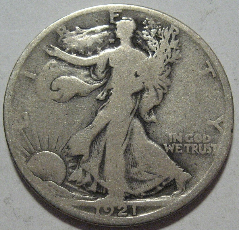 = 1921-D VG+ WALKING Half, KEY DATE, FREE SHIPPING