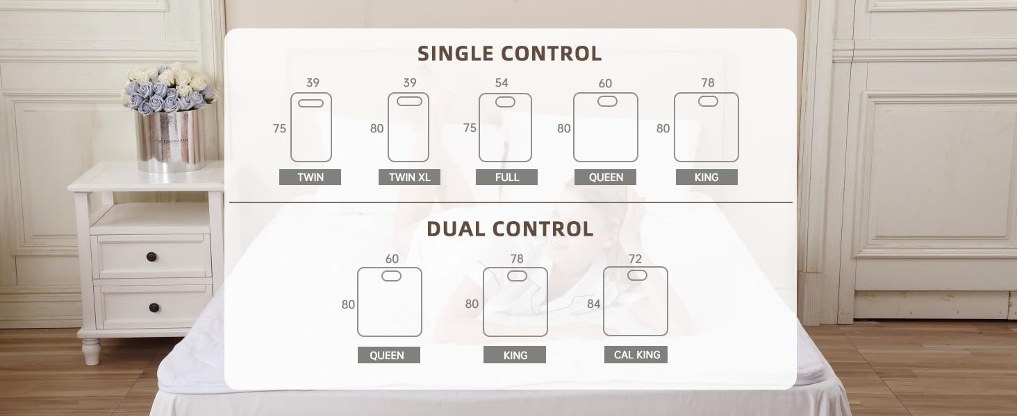 Bwarm Electric Heated Mattress Pad Cal King Size 72" x California King, White