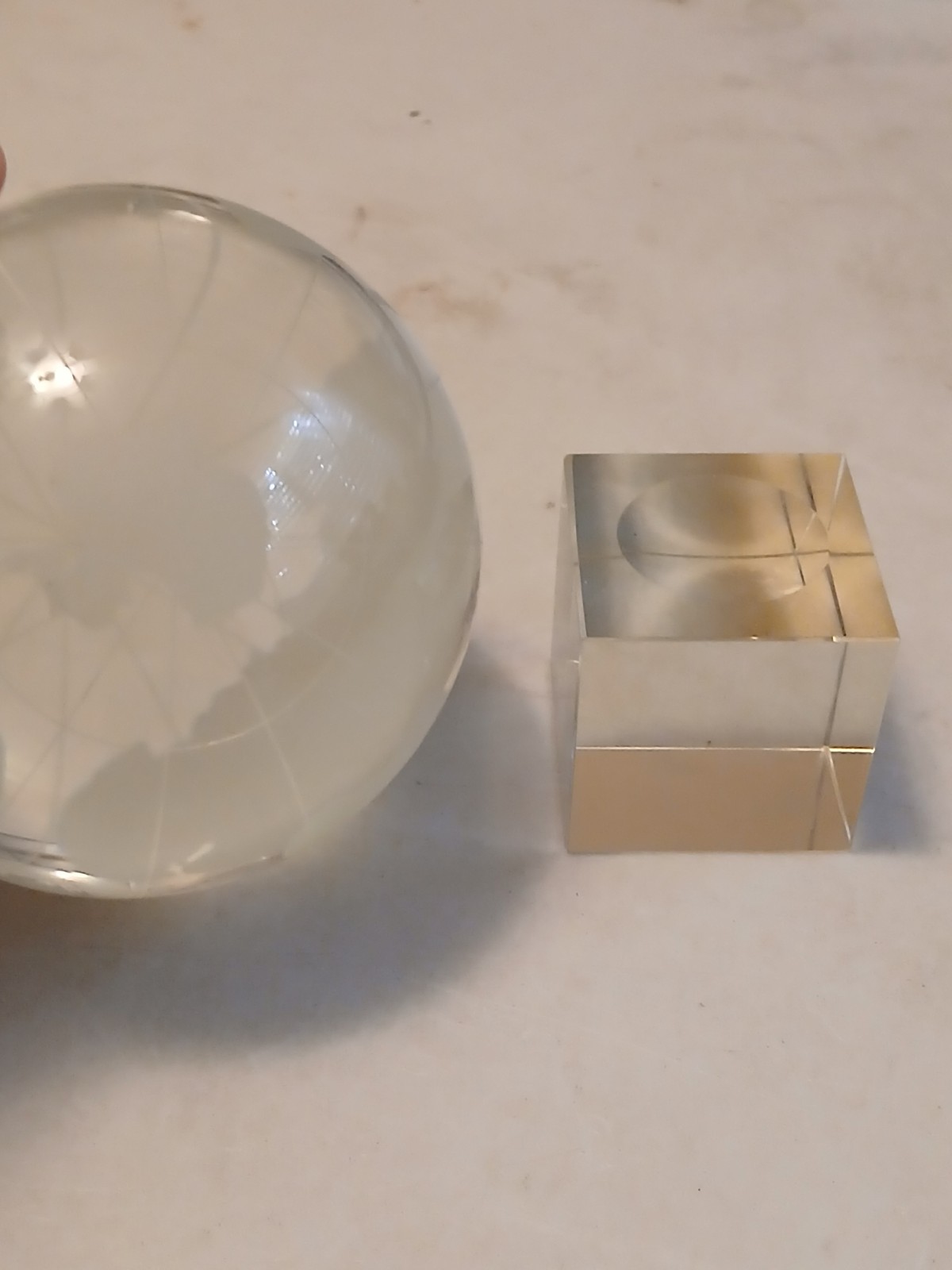 Vintage SOLID CRYSTAL WORLD GLOBE SPINNER WITH BASE