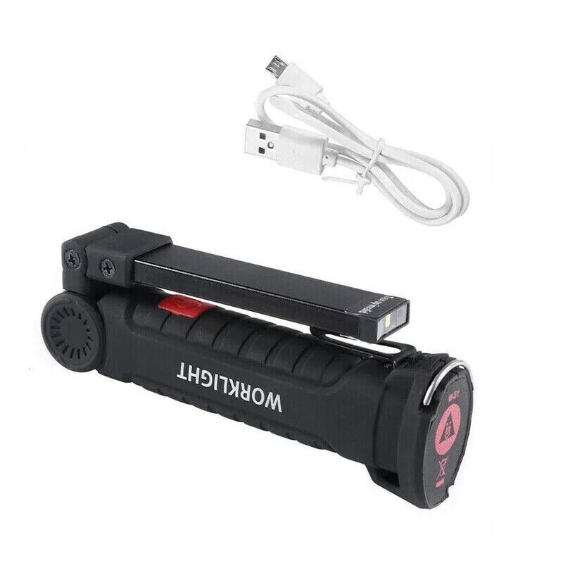 2x LED COB Red White Work Light USB Rechargeable Flashlight Magnetic Base Small