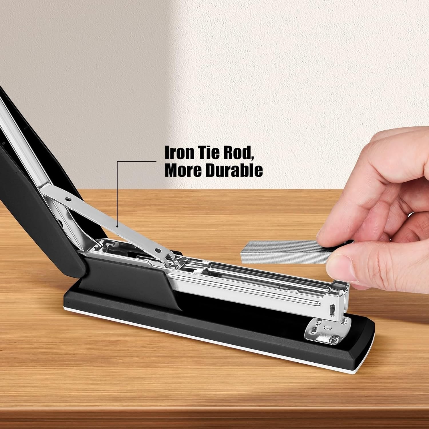 Stapler with 1000 Staples, Office Stapler, 25 Sheet Capacity, Non-Slip, Black