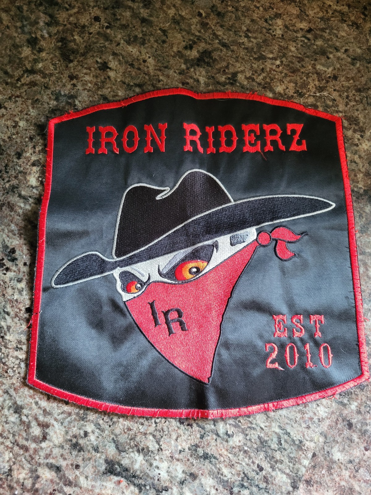 Iron Riderz Motorcycle Club Patch, Wichita, Kansas, 11" X 11"