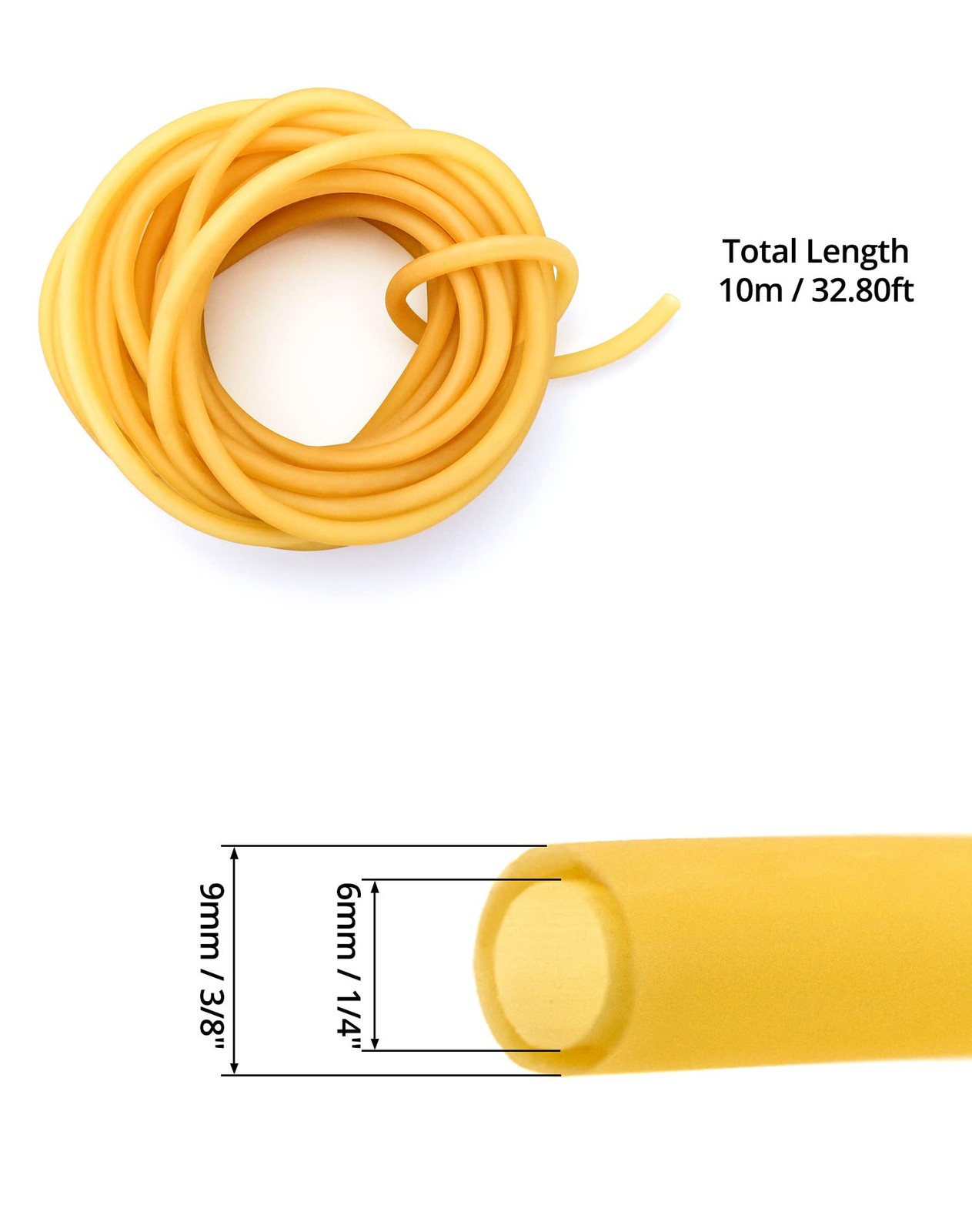 QWORK 33FT 3/8" OD 1/4" ID Natural Latex Rubber Tubing 33FT,