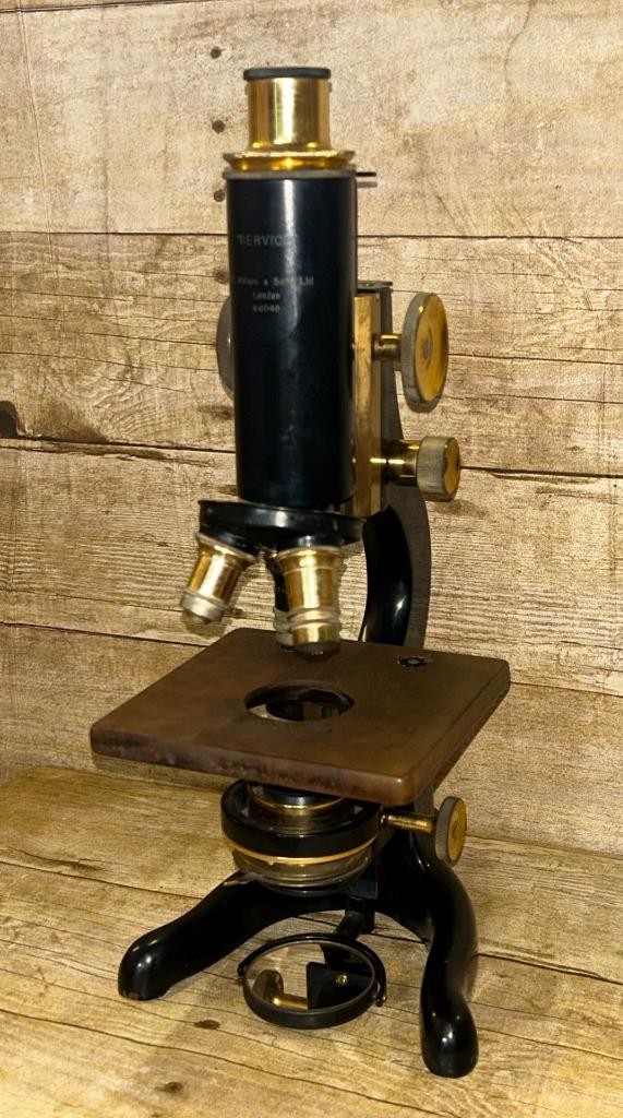 Antique 66048 W.Watson & Sons London Service Brass Microscope - Univ B'Ham
