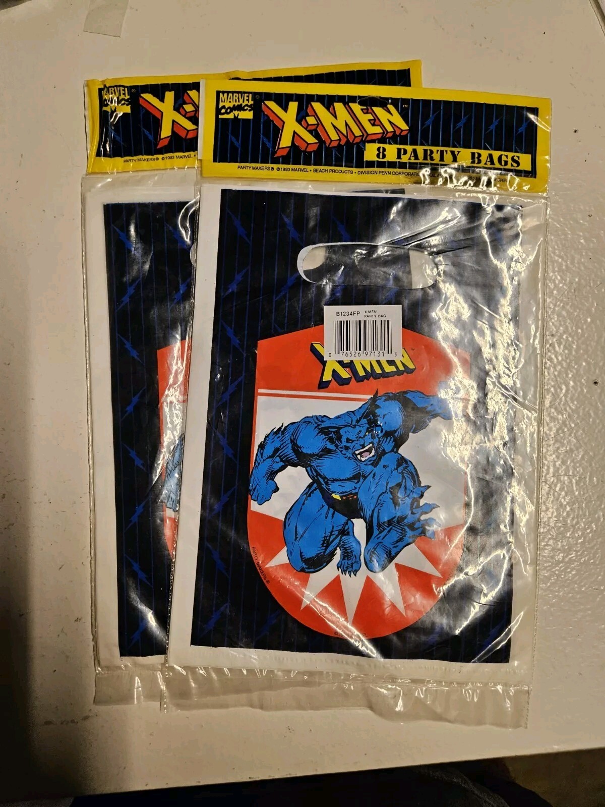 Vtg X-Men Party Loot Bags 1993 Beast Marvel Comics Sealed 8 Party Bags Set Of 2