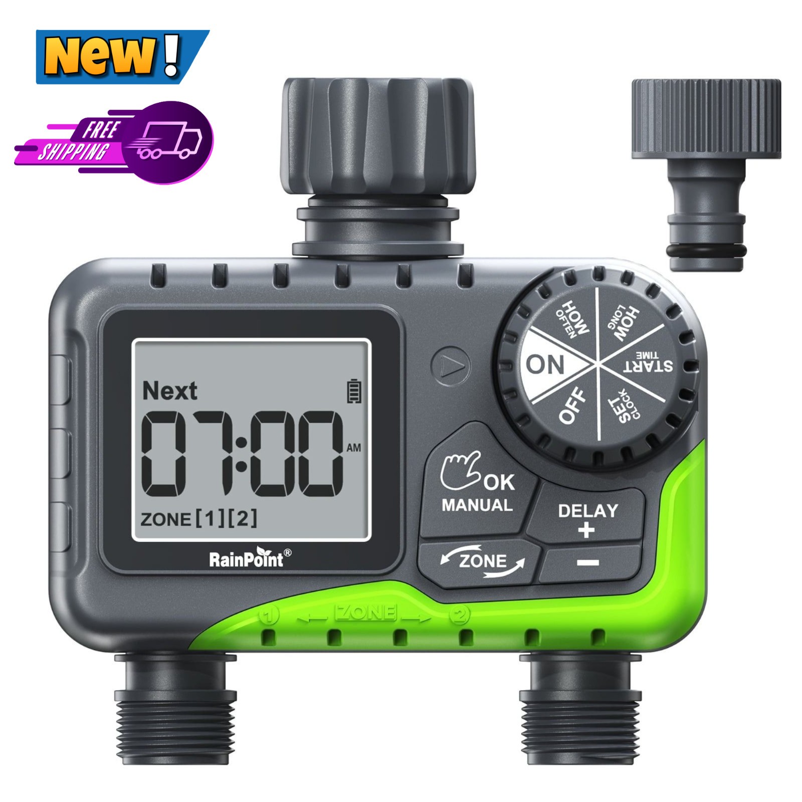 RainPoint 2-Zone Programmable Sprinkler Timer Hose Water Timer FREESHIP