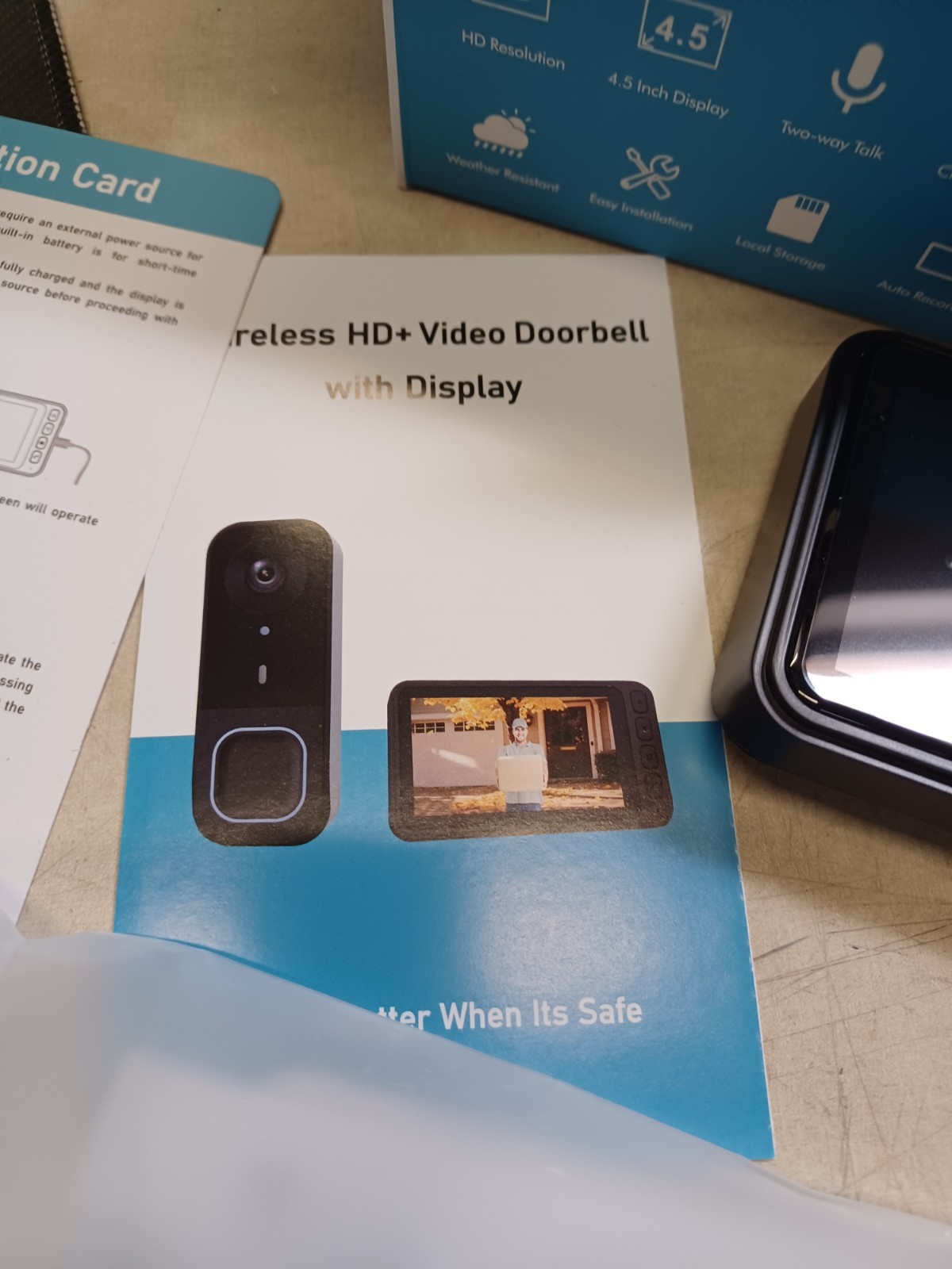 Wireless HD Video Doorbell With Display 4.5"in Display