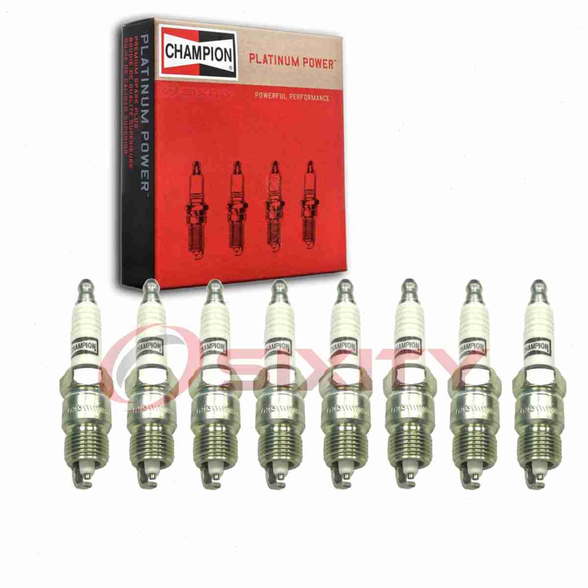 8 pc Champion Platinum Spark Plugs for 1993 Cadillac Fleetwood 5.7L V8 ic