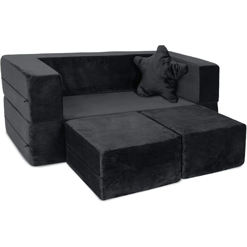 Modular Kids Sofa for Toddler and Baby Playroom/Bedroom Furniture (Black)