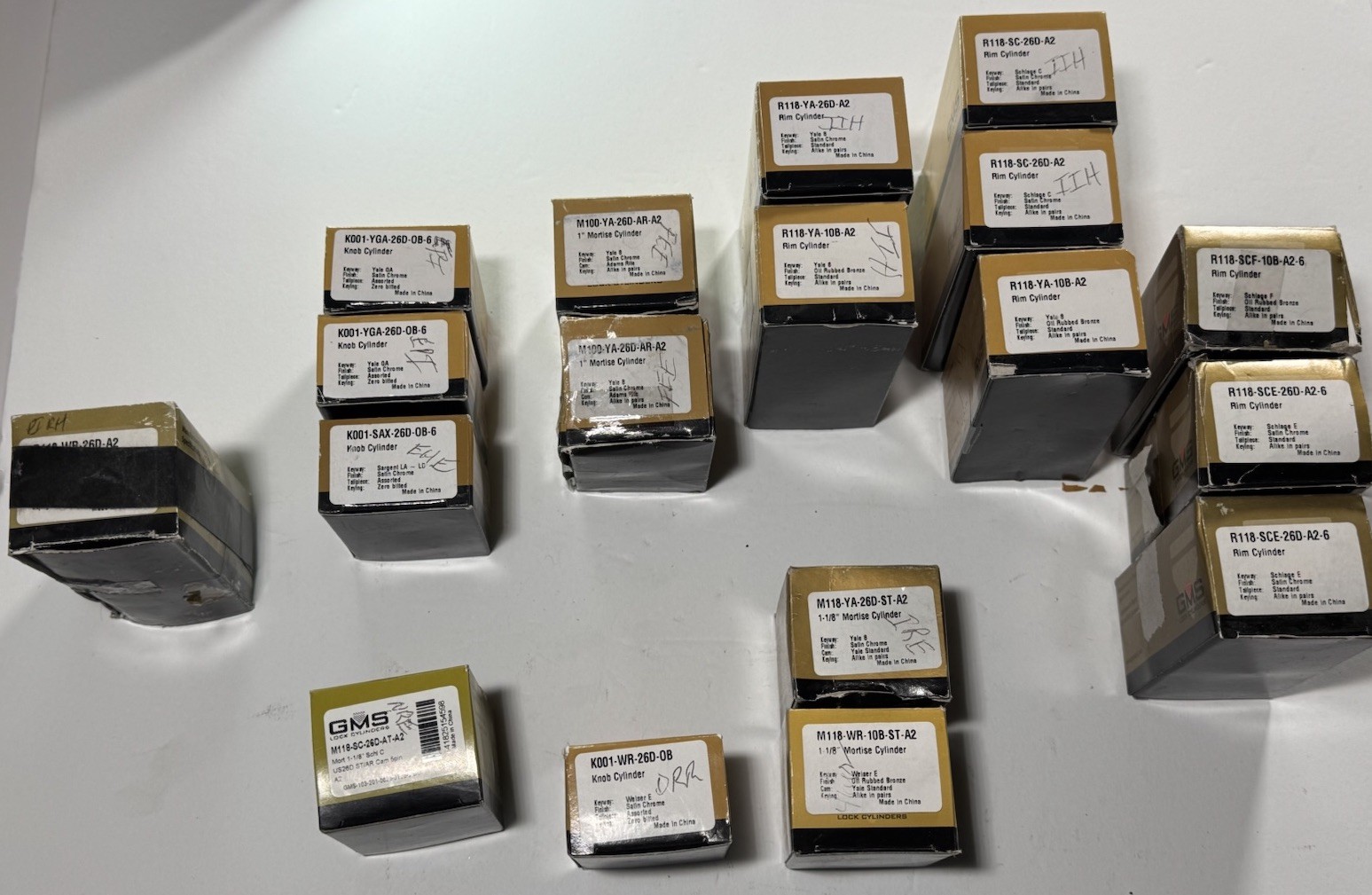 Lot of 17 GMS Cylinders (RIM, Mortise, Knob) Locksmith Special - See Details