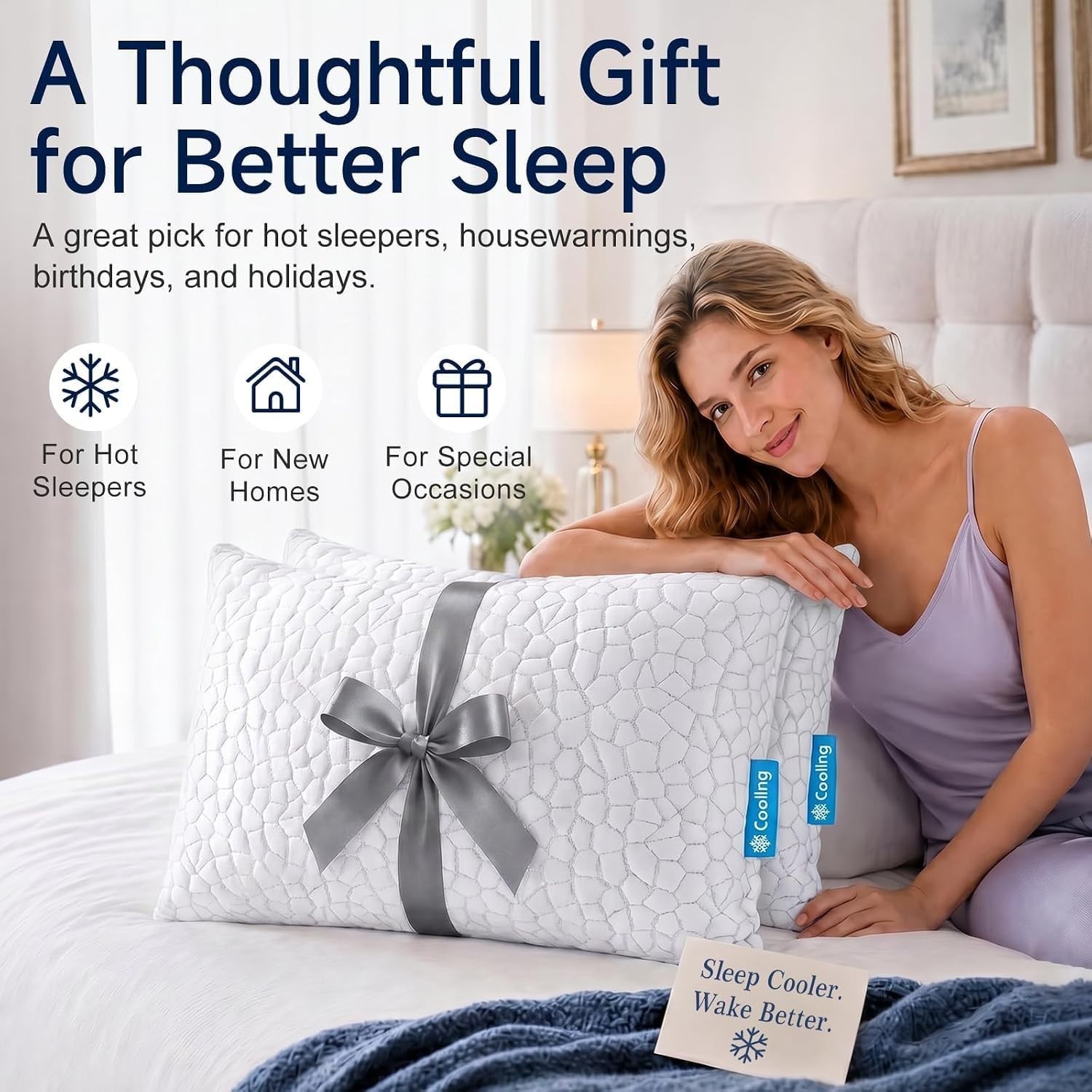 Cooling Pillow for Sleeping Adjustable Memory Foam Bed Pillow with Removable ...