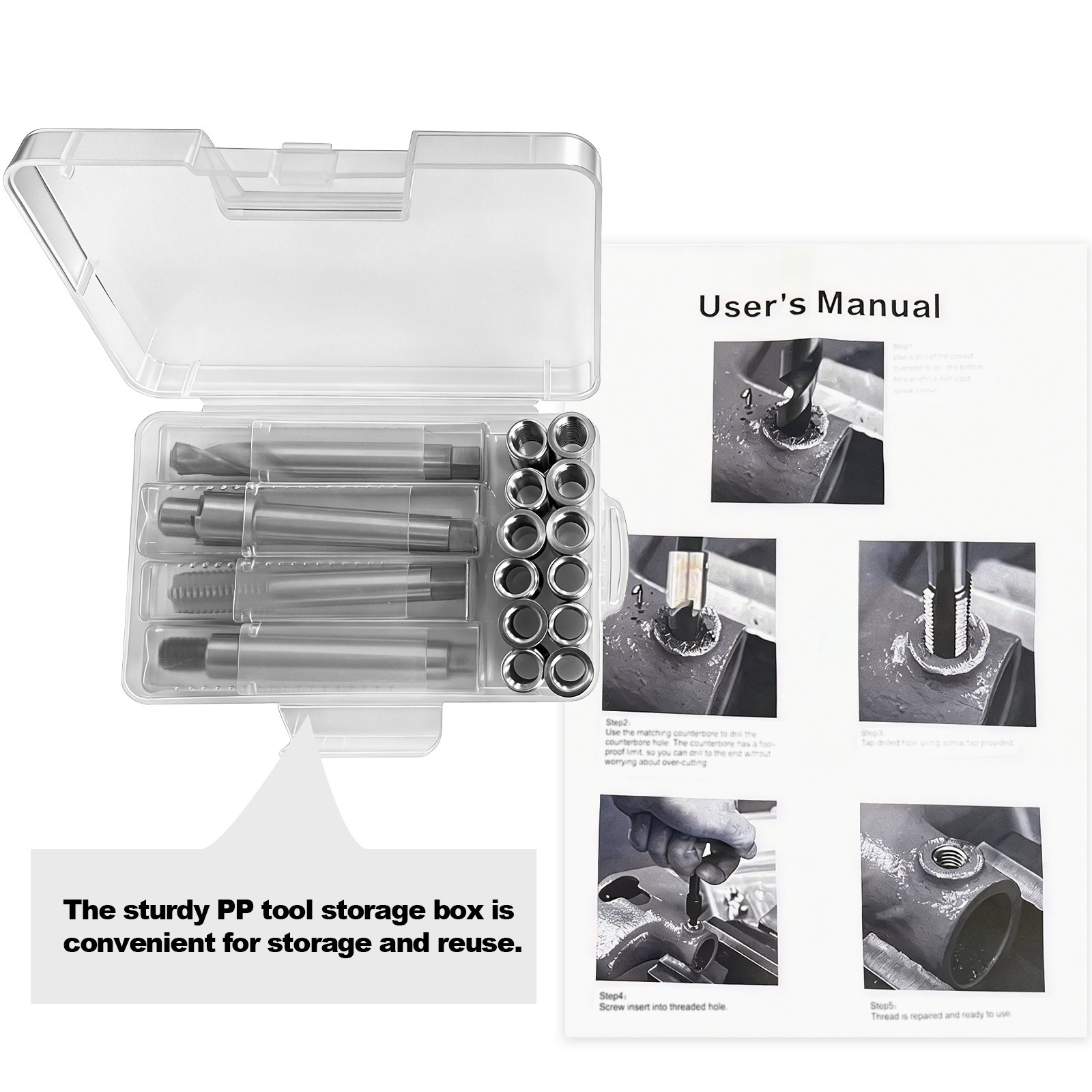 BZBMGMO M11x2 Thread Repair Kit, 12 Stainless Inserts(30mm), HSS Tools