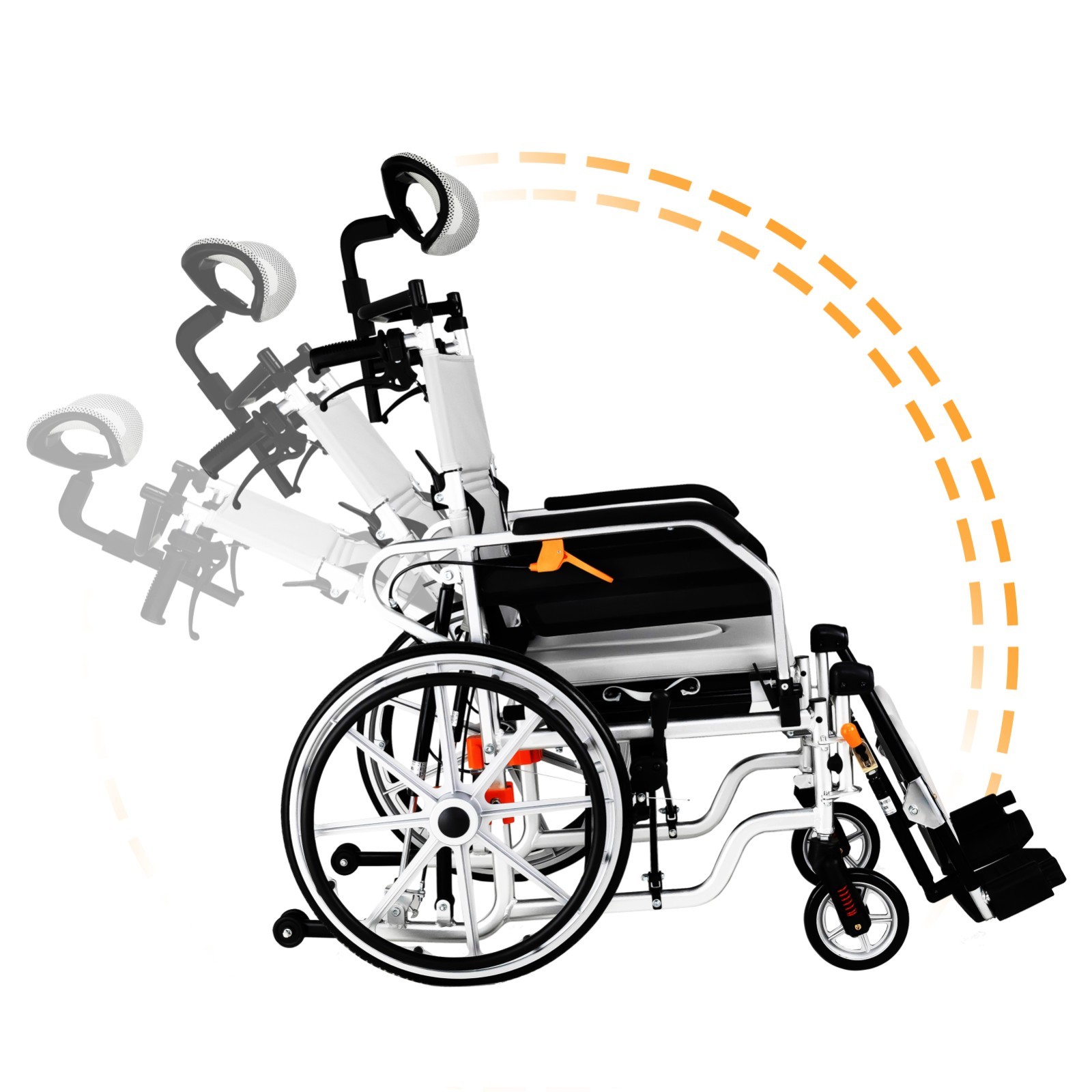 Foldable Manual Wwheelchair, Adjustable Leg Rests, 180° Reclining,Anti-tip Wheel
