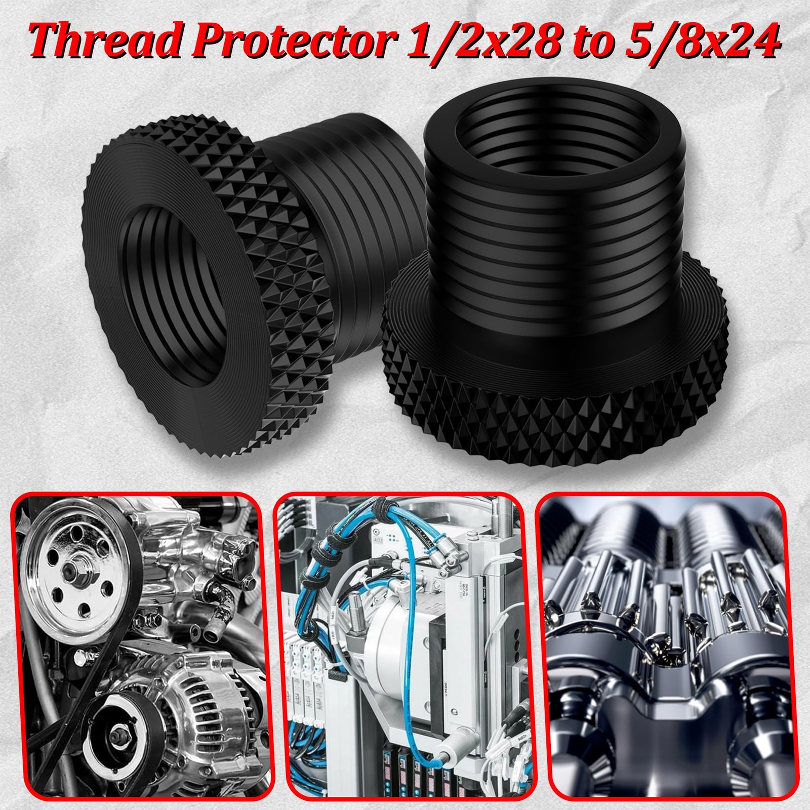 TFFUAM 2 Pack Thread Protector 1/2-28 to 1/2 x 28 convert 5/8 x 24, Black