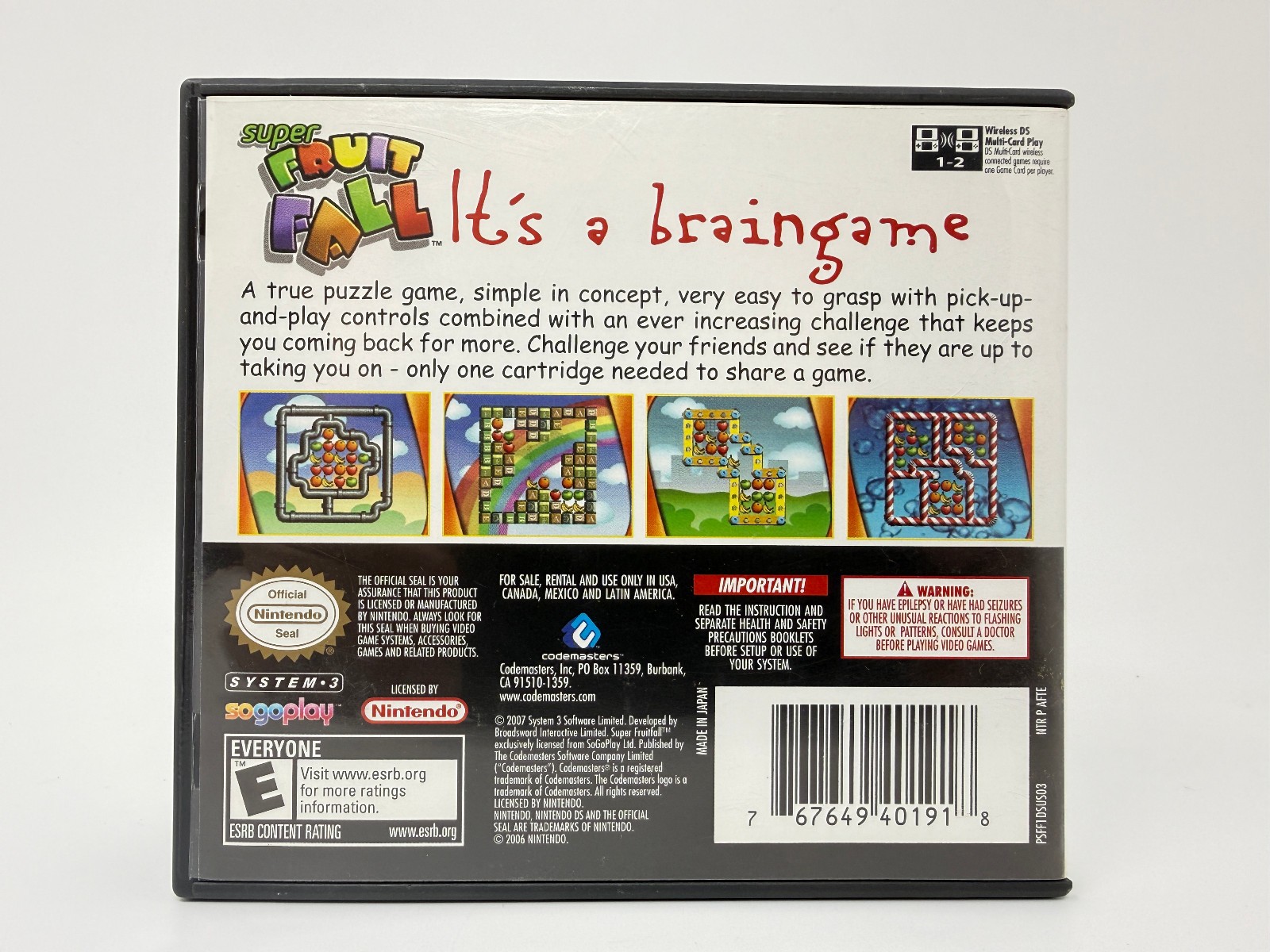 Super Fruit Fall (Nintendo DS) *CASE ONLY - NO GAME OR MANUAL*