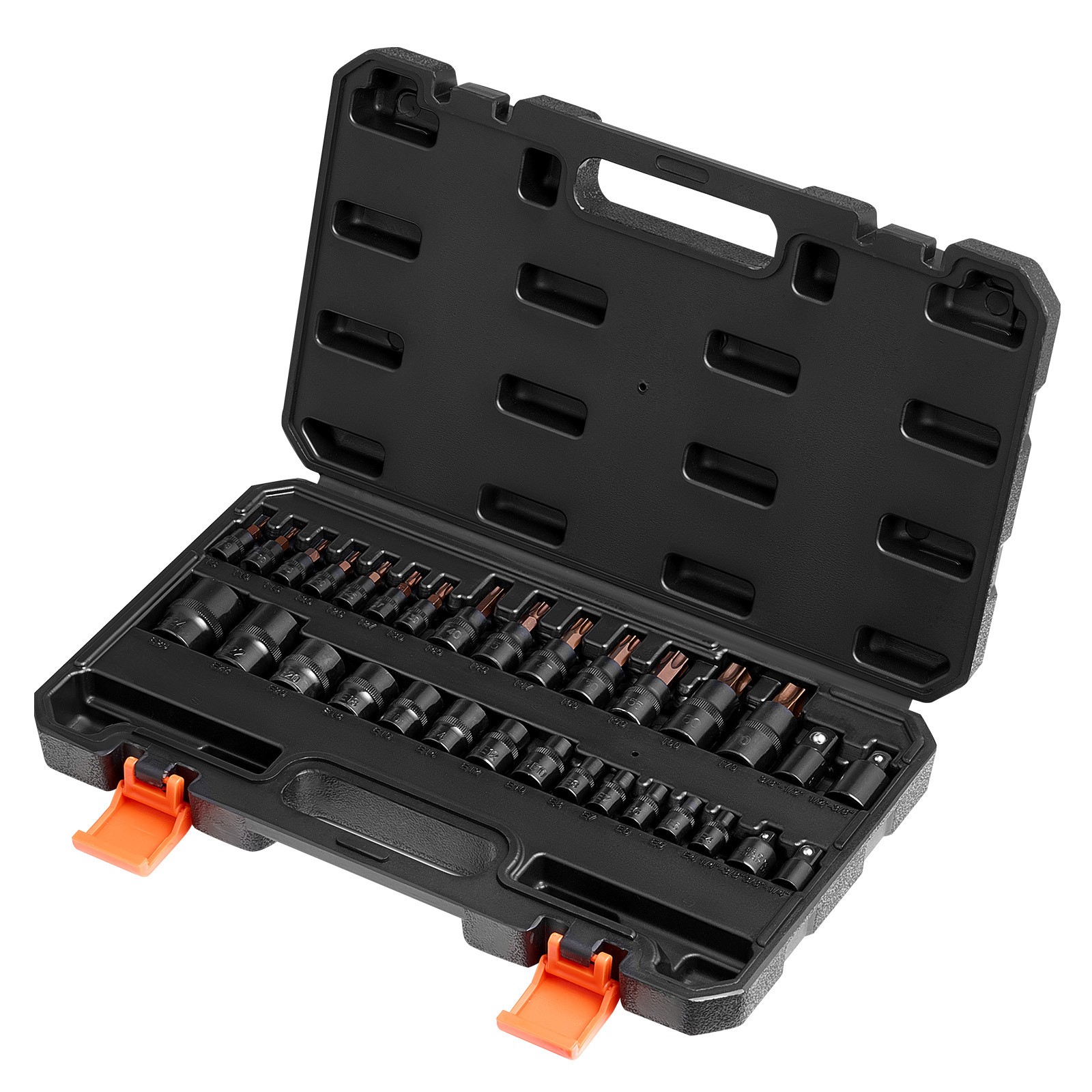 31-Piece Torx Bit Socket Set T8-T70 E4-E24 1/4 3/8 1/2 in Drive